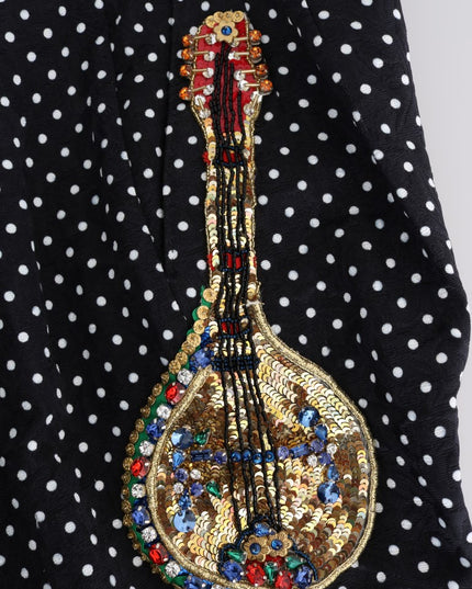 Dolce & Gabbana Black Polka Dot Sicily Crystal Pants