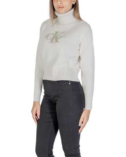 Calvin Klein Jeans Cream Cotton Turtleneck