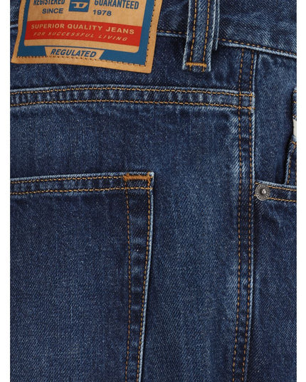 Diesel Blue Cotton Relaxed Fit Jeans