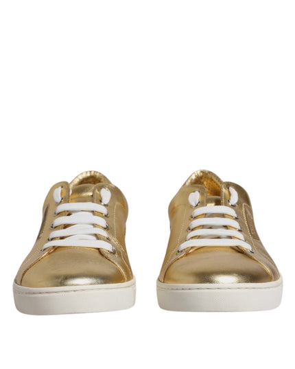 Dolce & Gabbana Gold Leather Logo London Men Sneakers Shoes