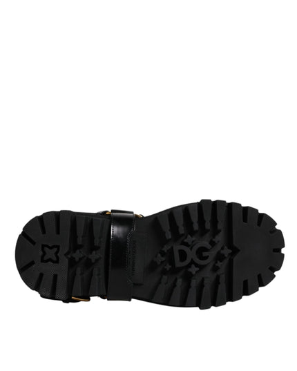 Dolce & Gabbana Black Leather Slip On Stretch Trekking Boots Shoes