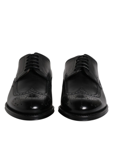 Dolce & Gabbana Black Leather Derby Wingtip Formal Shoes