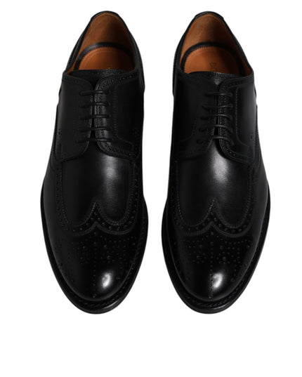 Dolce & Gabbana Black Leather Derby Wingtip Formal Shoes