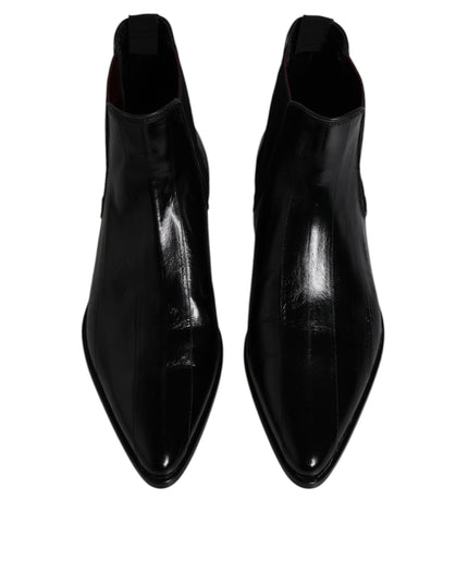 Dolce & Gabbana Black Leather Chelsea Men Ankle Boots Shoes