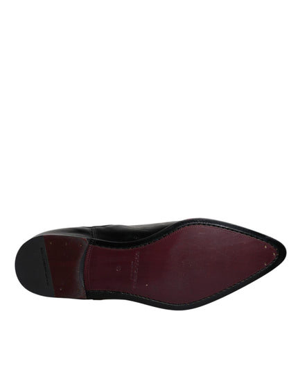 Dolce & Gabbana Black Leather Chelsea Men Ankle Boots Shoes