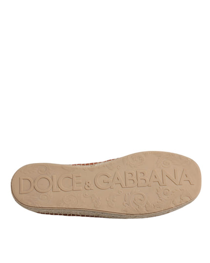 Dolce & Gabbana Maroon Woven Leather Men Espadrille Shoes