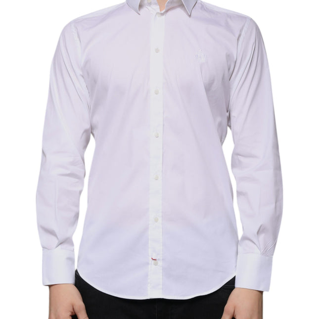 Dolce & Gabbana White Cotton Blend Men MARTINI Dress Shirt