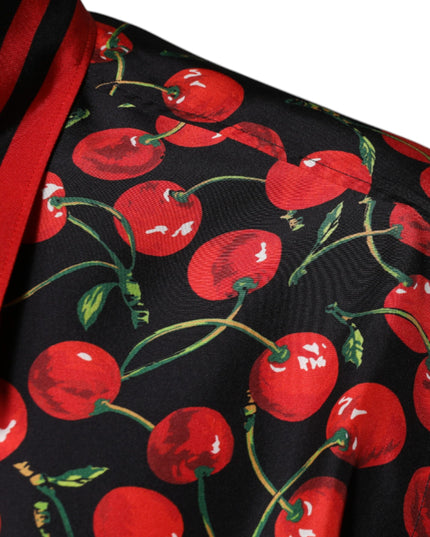 Dolce & Gabbana Black Cherry Silk Button Down Casual Shirt
