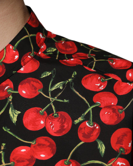 Dolce & Gabbana Black Cherry Cotton Button Down Casual Shirt