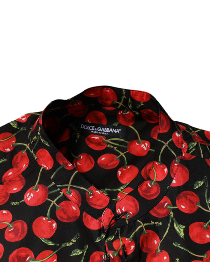Dolce & Gabbana Black Cherry Cotton Button Down Casual Shirt