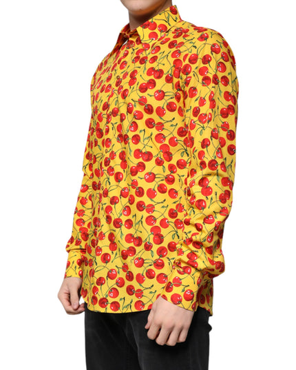 Dolce & Gabbana Yellow Cherry Cotton MARTINI Dress Shirt