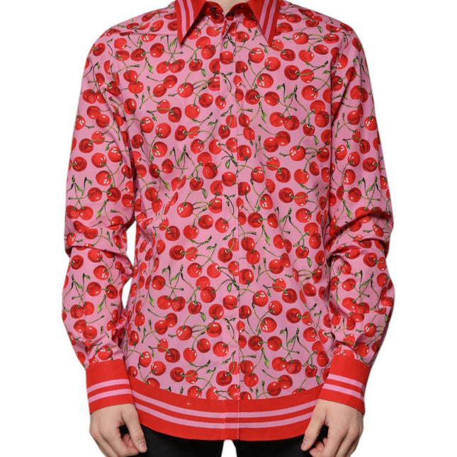 Dolce & Gabbana Pink Cherry Cotton Formal MARTINI Dress Shirt