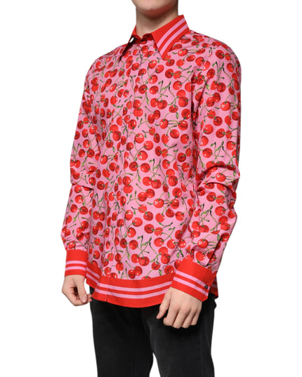 Dolce & Gabbana Pink Cherry Cotton Formal MARTINI Dress Shirt