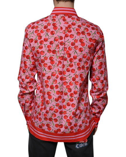 Dolce & Gabbana Pink Cherry Cotton Formal MARTINI Dress Shirt