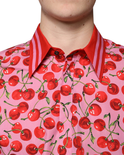 Dolce & Gabbana Pink Cherry Cotton Formal MARTINI Dress Shirt