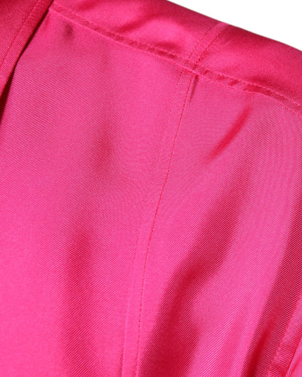 Dolce & Gabbana Pink Silk Collared Button Down Men Shirt