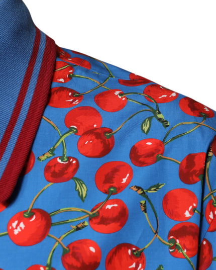 Dolce & Gabbana Blue Cherry Cotton Collared Men Polo T-shirt