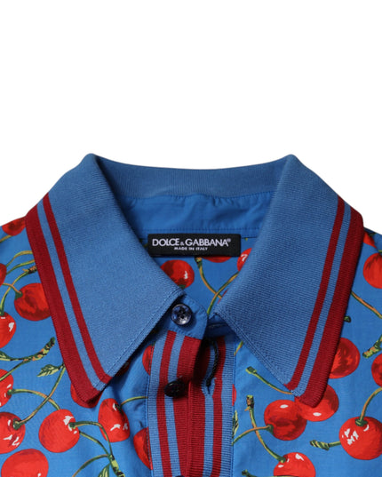 Dolce & Gabbana Blue Cherry Cotton Collared Men Polo T-shirt