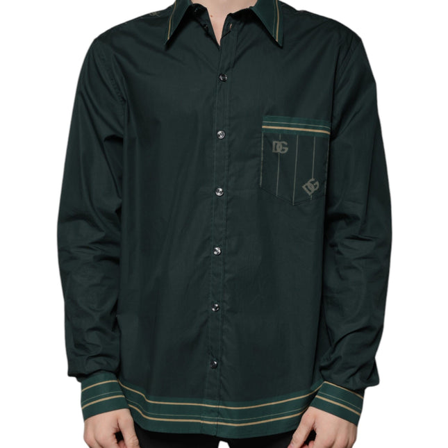 Dolce & Gabbana Green Logo Long Sleeve MARTINI Casual Shirt