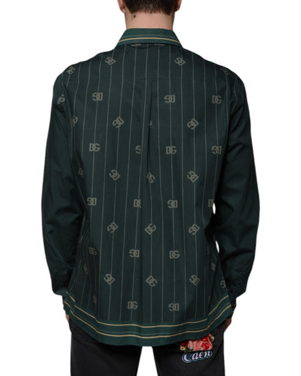 Dolce & Gabbana Green Logo Long Sleeve MARTINI Casual Shirt