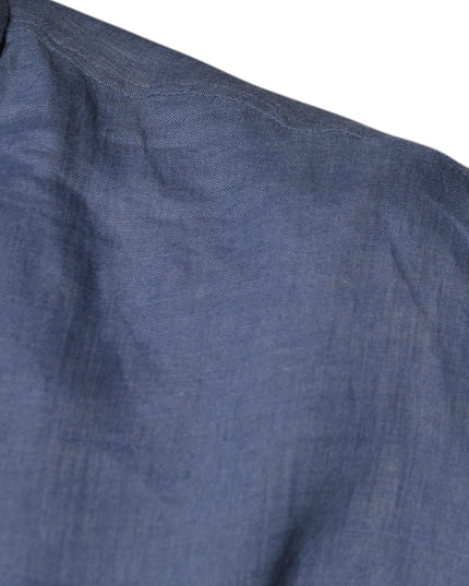 Dolce & Gabbana Blue Logo Long Sleeve Button Down Casual Shirt