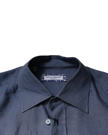 Dolce & Gabbana Blue Logo Long Sleeve Button Down Casual Shirt