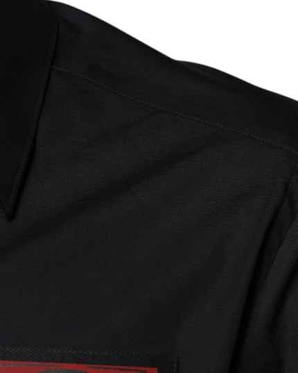 Dolce & Gabbana Black Eye Patch Long Sleeve GOLD Dress Shirt