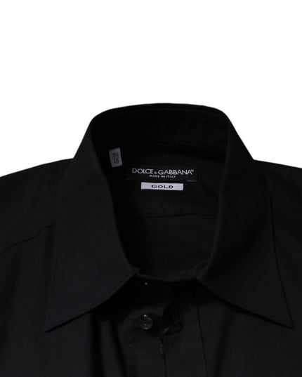 Dolce & Gabbana Black Eye Patch Long Sleeve GOLD Dress Shirt