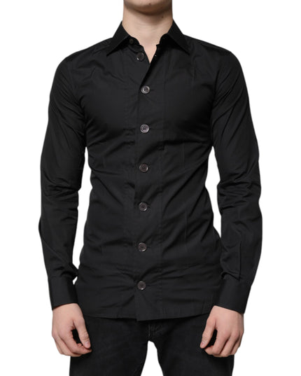 Dolce & Gabbana Black Cotton Formal Long Sleeves Dress Shirt