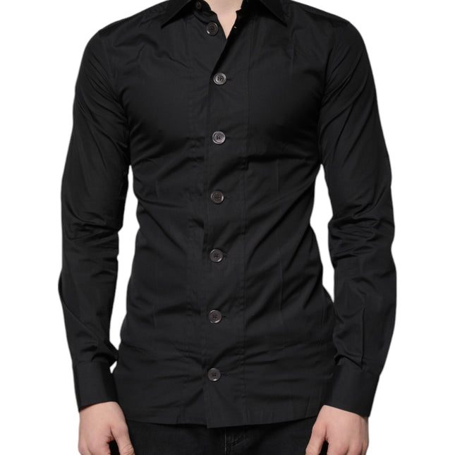 Dolce & Gabbana Black Cotton Formal Long Sleeves Dress Shirt