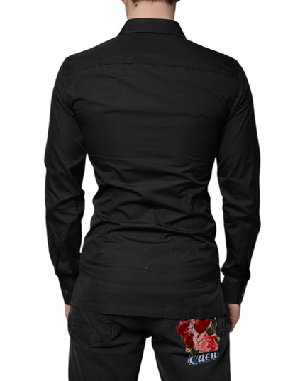 Dolce & Gabbana Black Cotton Formal Long Sleeves Dress Shirt