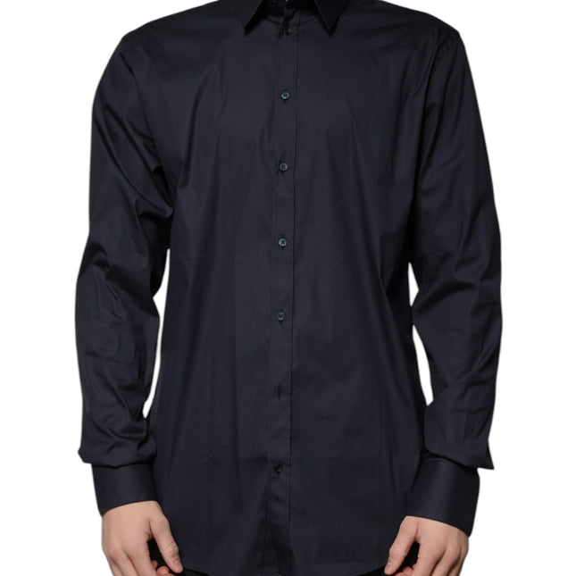 Dolce & Gabbana Black Cotton Blend Formal GOLD Dress Shirt