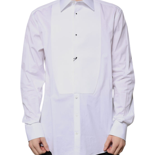 Dolce & Gabbana White Bib Cotton Poplin GOLD Formal Shirt
