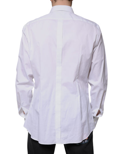 Dolce & Gabbana White Bib Cotton Poplin GOLD Formal Shirt