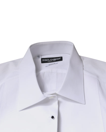 Dolce & Gabbana White Bib Cotton Poplin GOLD Formal Shirt