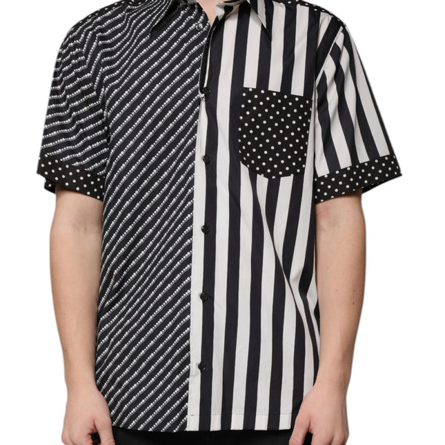 Dolce & Gabbana Black White Striped Button Down Casual Shirt