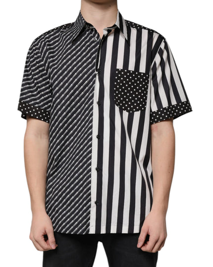 Dolce & Gabbana Black White Striped Button Down Casual Shirt
