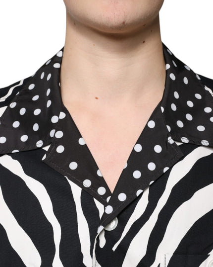 Dolce & Gabbana Black White Zebra Button Down Oversize Shirt