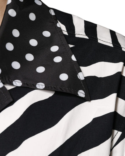 Dolce & Gabbana Black White Zebra Button Down Oversize Shirt