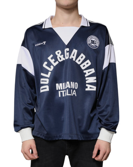 Dolce & Gabbana Blue White Milano Long Sleeve Jersey T-shirt