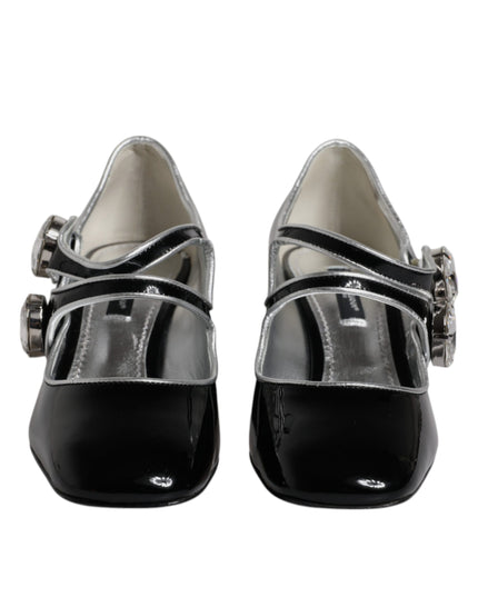 Dolce & Gabbana Black Patent Leather Crystal Mary Jane Pumps Shoes