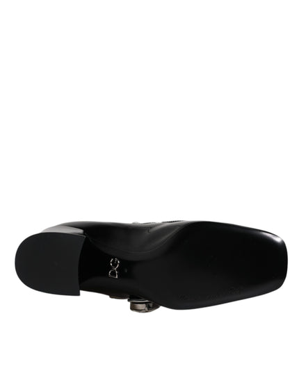 Dolce & Gabbana Black Patent Leather Crystal Mary Jane Pumps Shoes