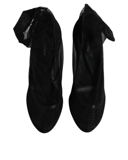 Dolce & Gabbana Black Nylon Stretch Mesh Sock Boots Shoes
