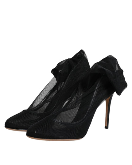 Dolce & Gabbana Black Nylon Stretch Mesh Sock Boots Shoes