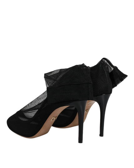 Dolce & Gabbana Black Nylon Stretch Mesh Sock Boots Shoes