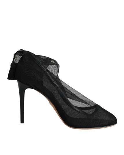 Dolce & Gabbana Black Nylon Stretch Mesh Sock Boots Shoes