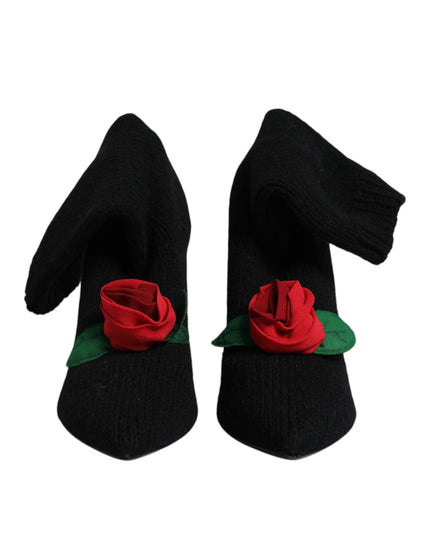 Dolce & Gabbana Black Stiletto Heels Mid Calf Boots Shoes