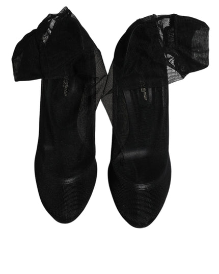 Dolce & Gabbana Black Nylon Mesh Sock Style Boots Shoes
