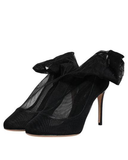 Dolce & Gabbana Black Nylon Mesh Sock Style Boots Shoes