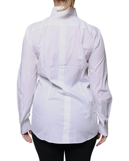 Dolce & Gabbana White Cotton Collared Long Sleeves Shirt Top